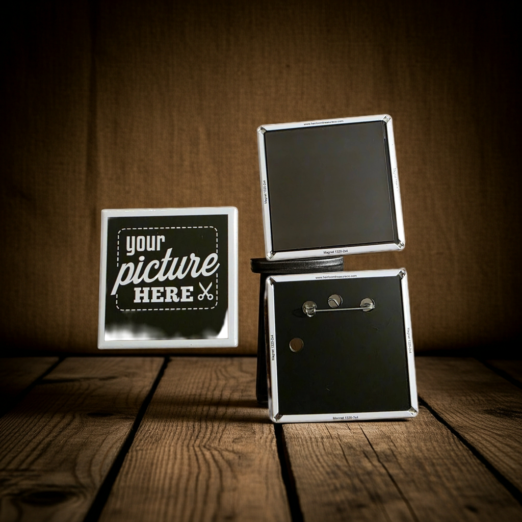 2.5x2.5" Square Customized Photo Magnets / Buttons (Set of Three)