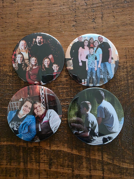 3" Round Circle Customized Magnets / Buttons / Mirrors (Set of Four)
