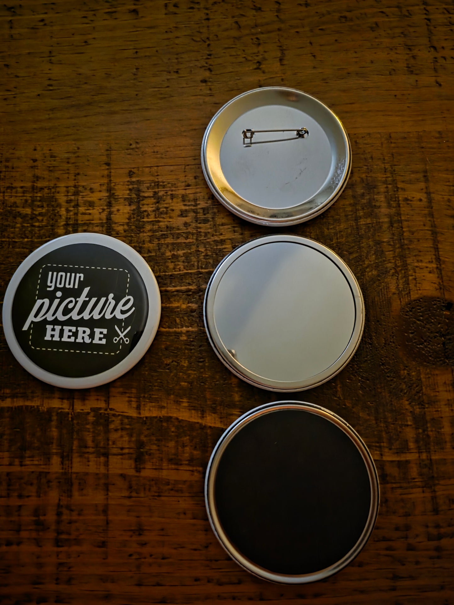 3" Round Circle Customized Magnets / Buttons / Mirrors (Set of Four)