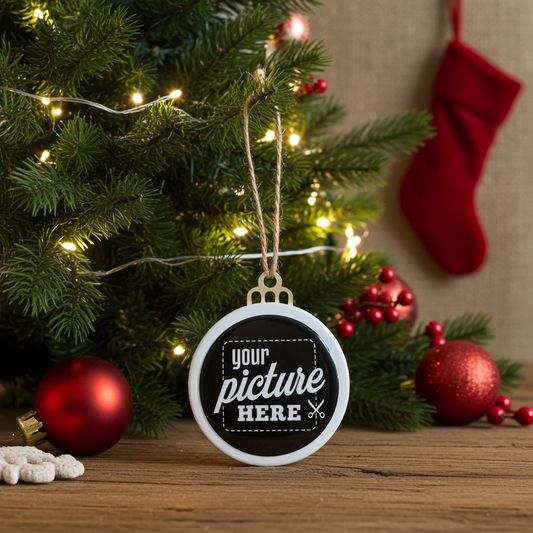 3" Round Circle Custom Photo Christmas Ornament (One)